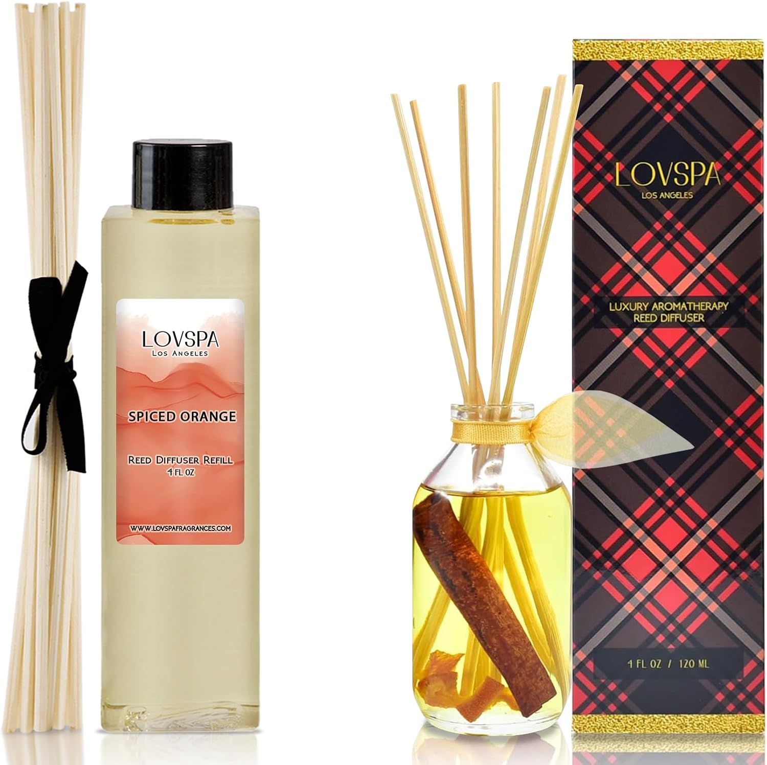 LOVSPA Spiced Cinnamon Orange Reed Diffuser Refill Bundle