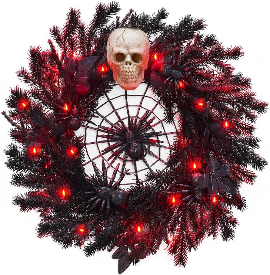 22 Inch Halloween Wreath with Lights