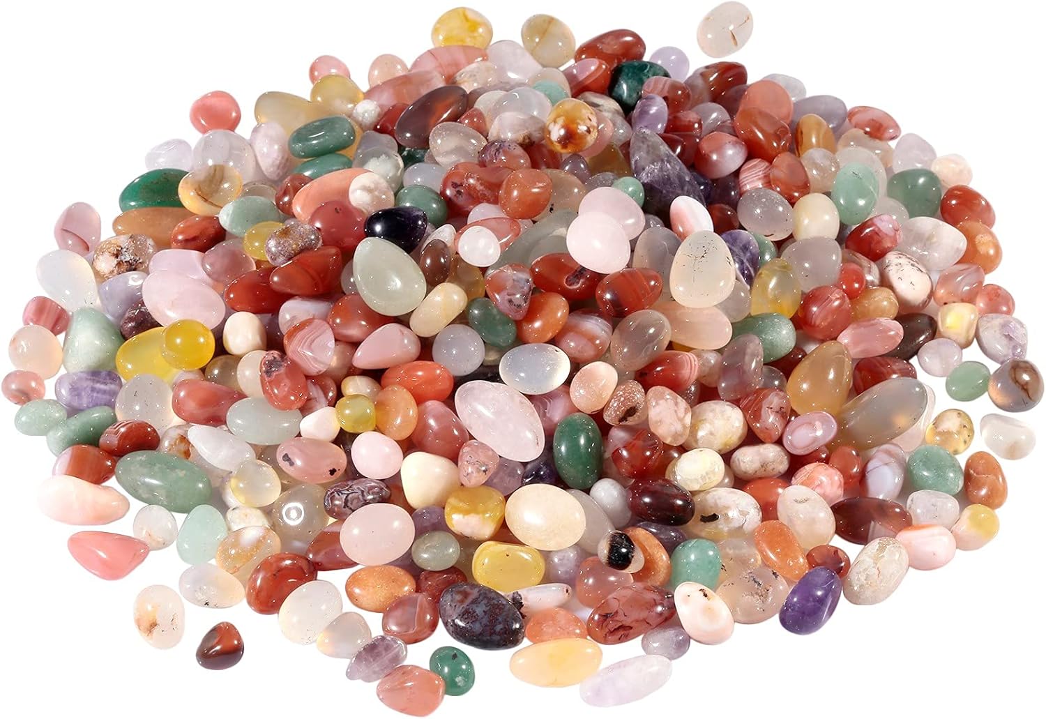 Mookaitedecor 1 Pound Colorful Agate Tumbled Chips for Crafts and Decor