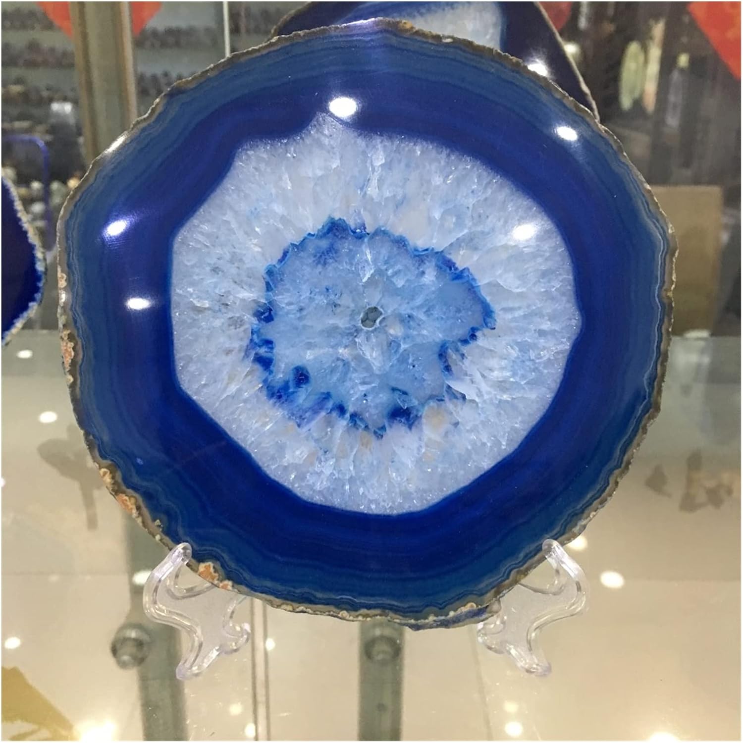 150mm Blue Agate Slice Geode for Indoor Fountain Decor