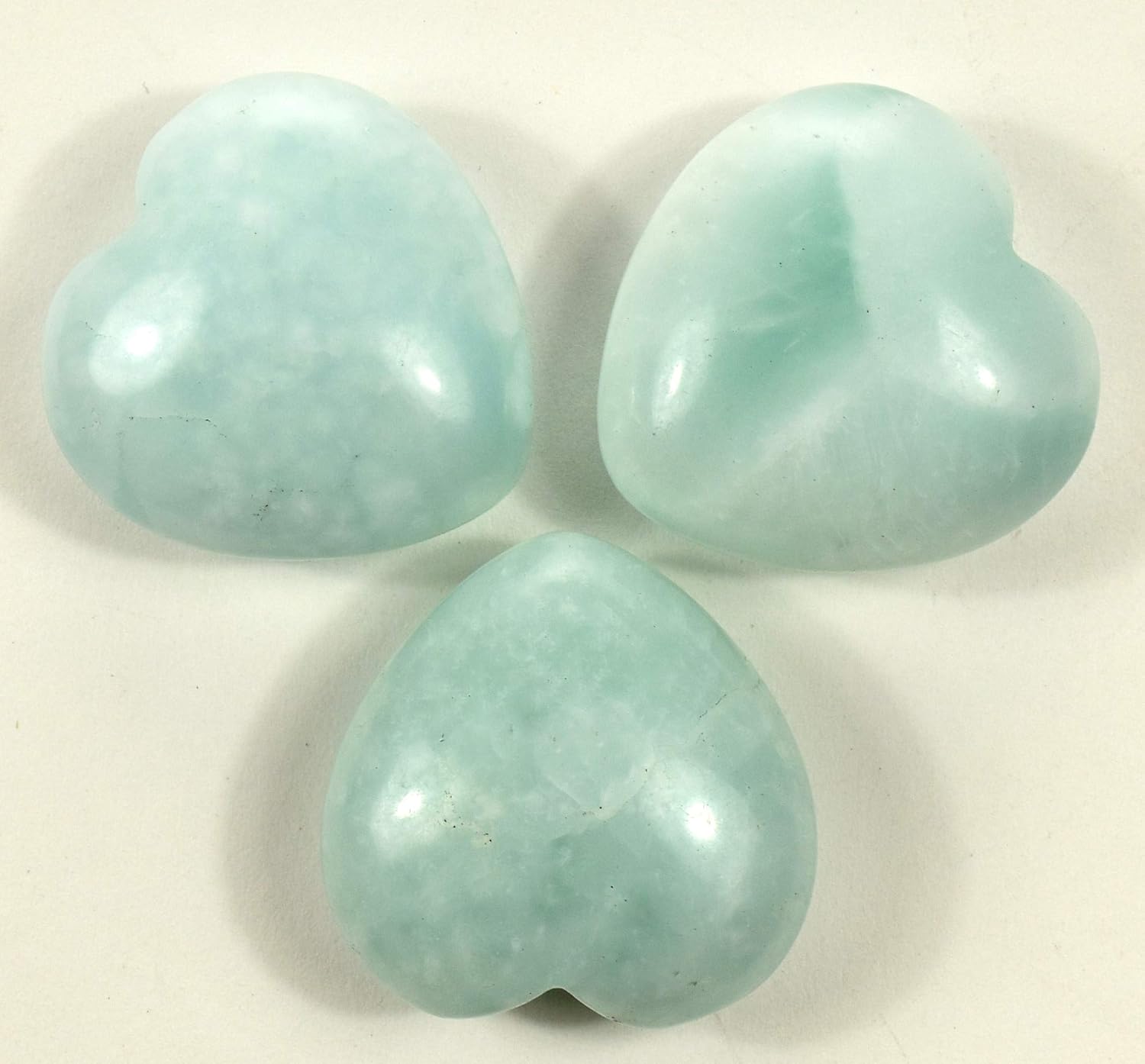 Blue Aquamarine Puffy Heart Stones 2PCS
