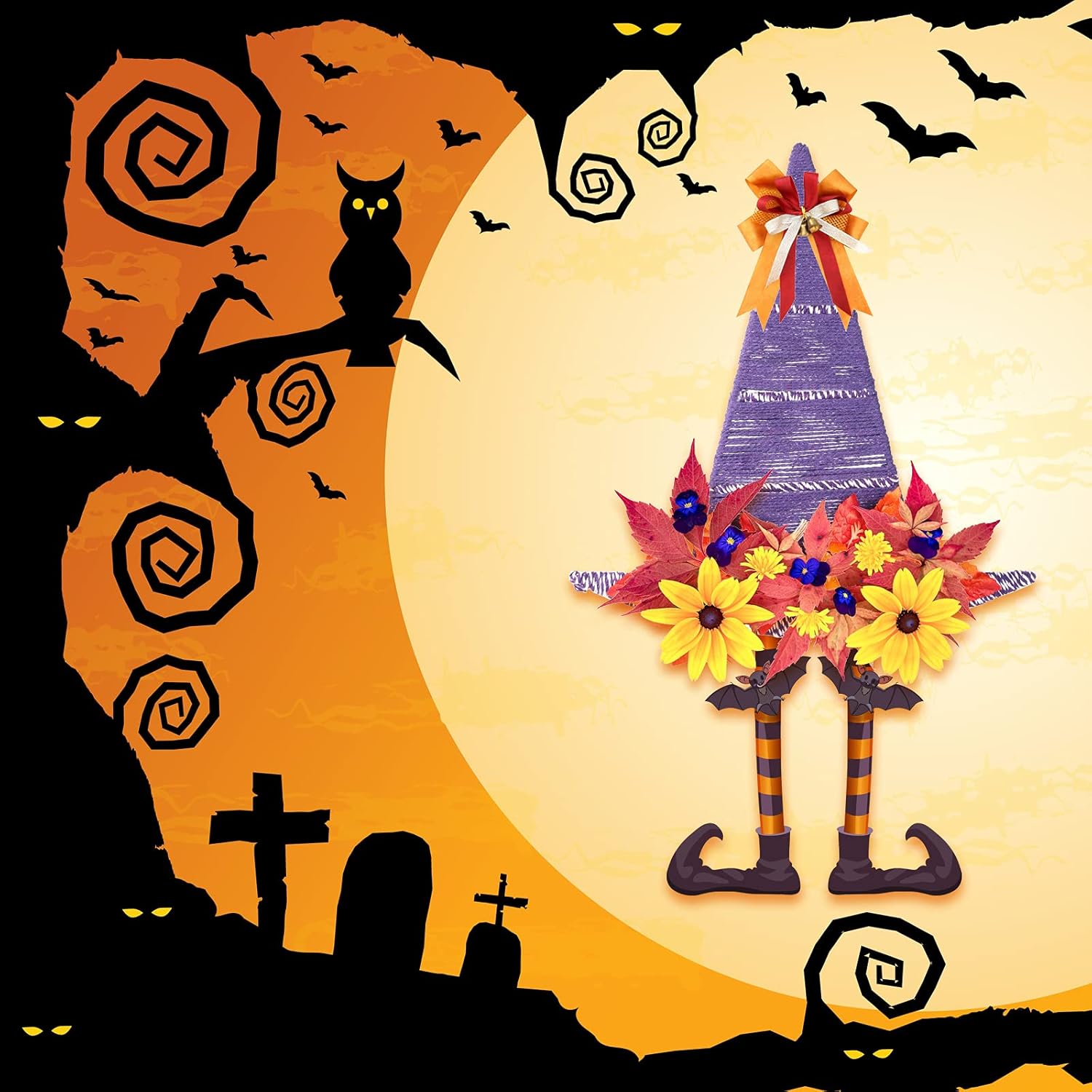 Hotop Witch Hat Metal Wreath Frame 2 Pack 126x134 Inch