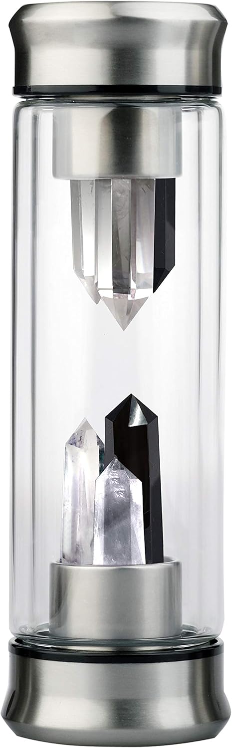 Crystal Water Bottle with Healing Crystal Wand and Chakra Stones