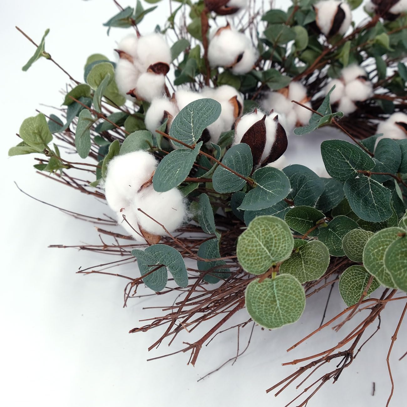 Idyllic Eucalyptus and Cotton Wreath for Front Door