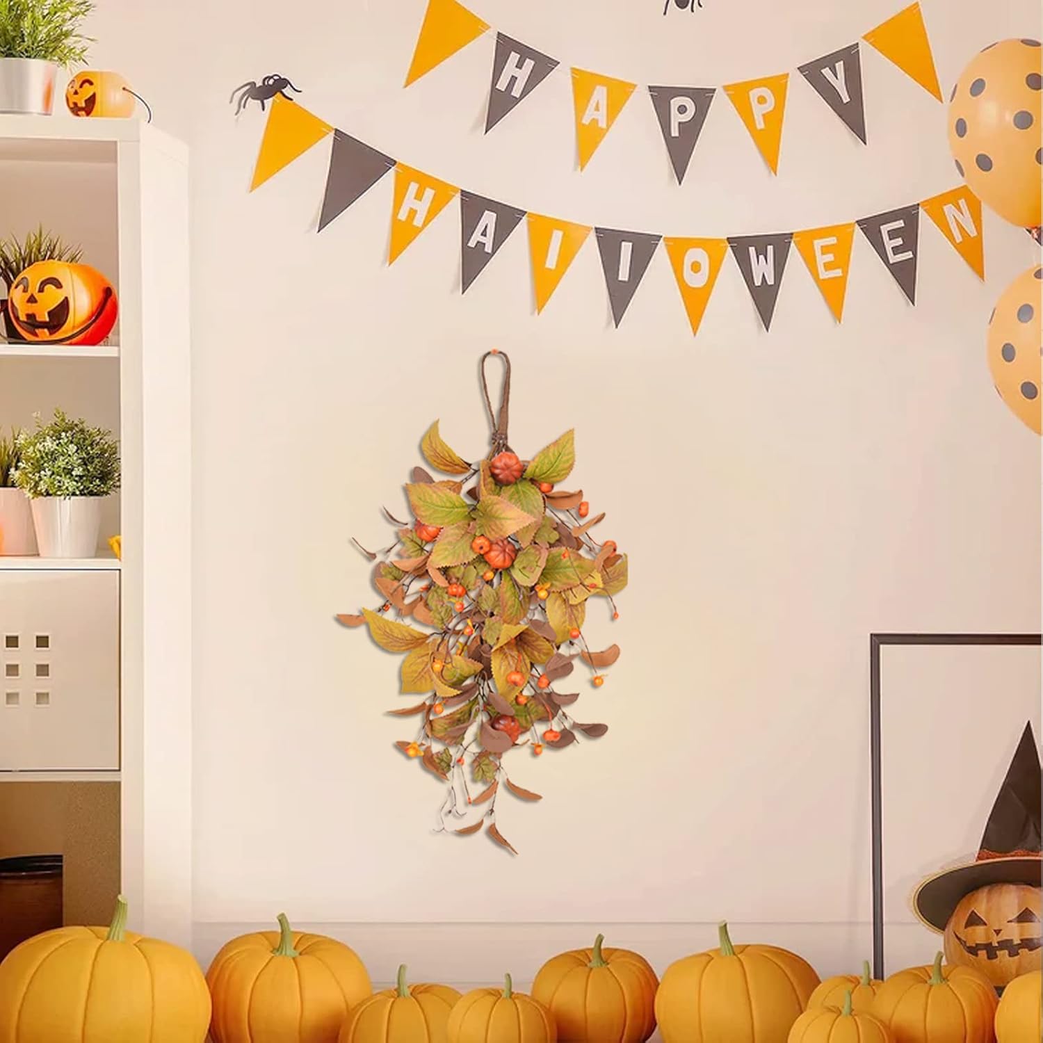 197 Inch Fall Harvest Teardrop Wreath Door Swag