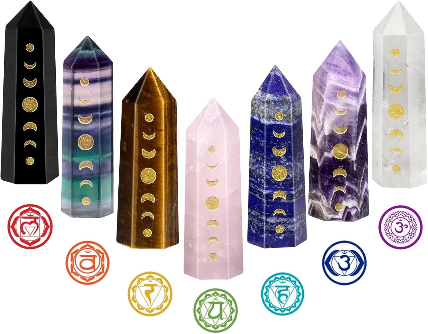 SUNYIK 7 Chakra Wishing Bottles Crystal Wand Set