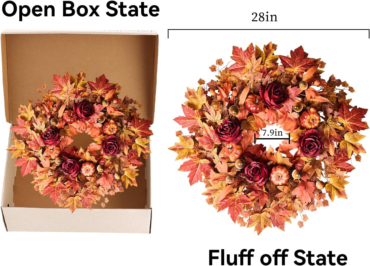 26 Inch Autumn Wreath for Front Door Decor