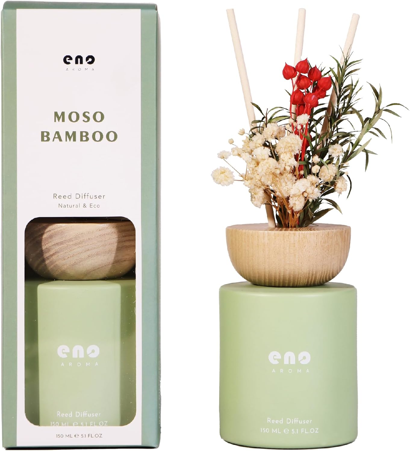 SOXCOMFY Reed Diffuser Set with Dried Flowers