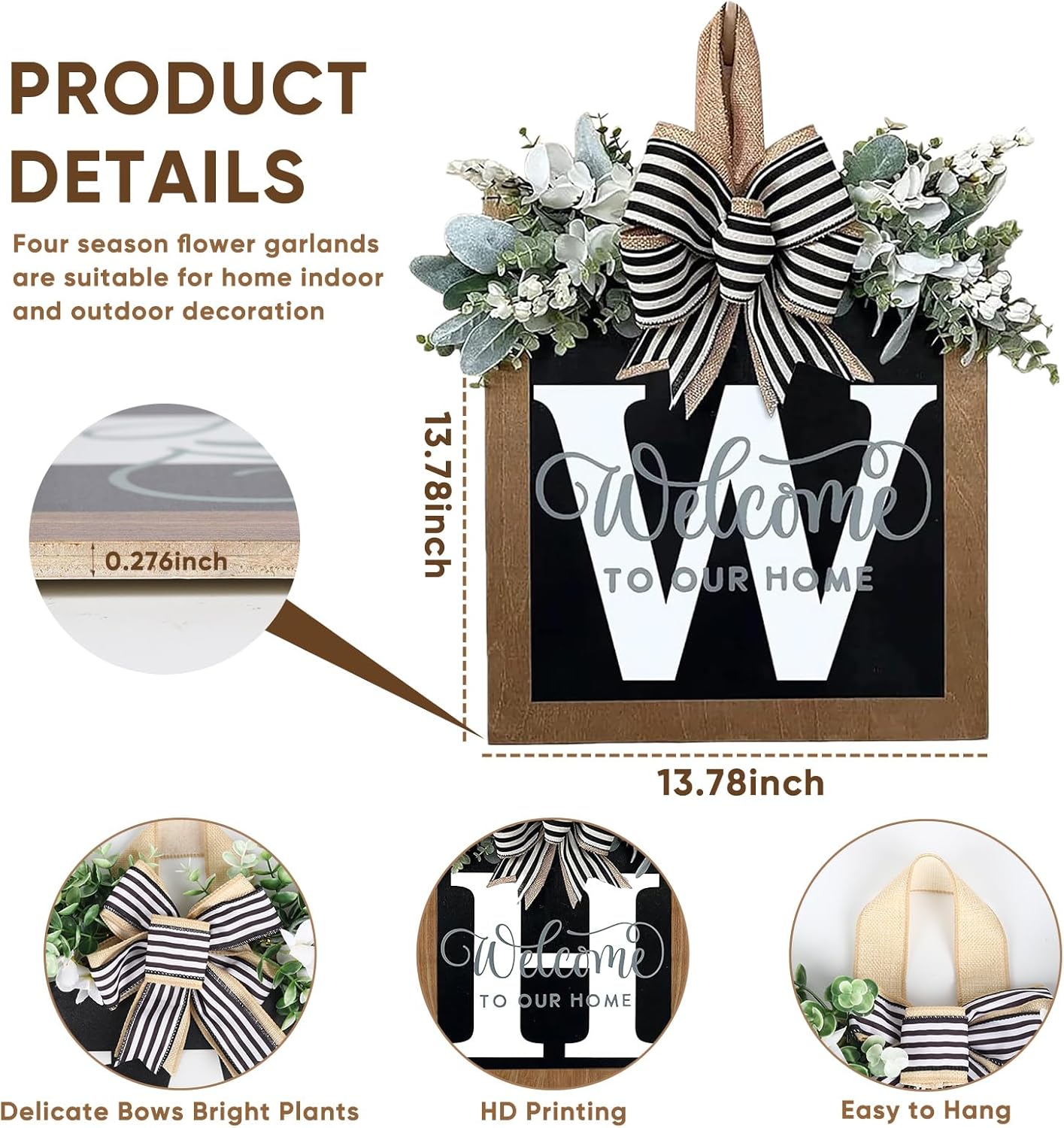 Ultra Large 14 Inch Front Door Wreath with 26 Initial Welcome Sign