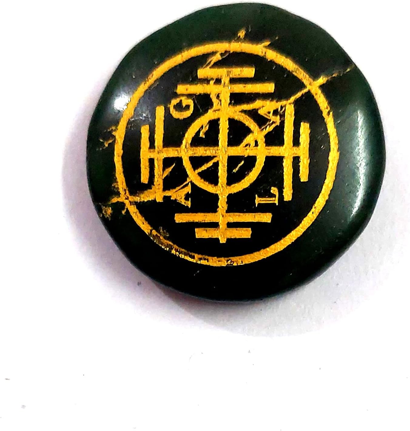 I Attract Wealth Zibu Prosperity Angel Engraved Green Aventurine Crystal Oval Cabochon