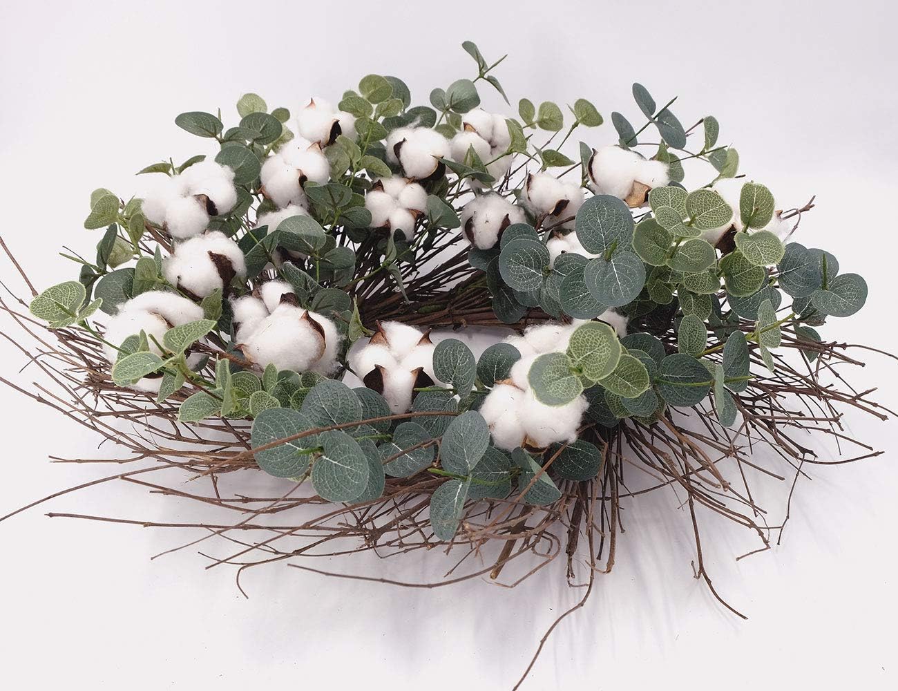 Idyllic Eucalyptus and Cotton Wreath for Front Door