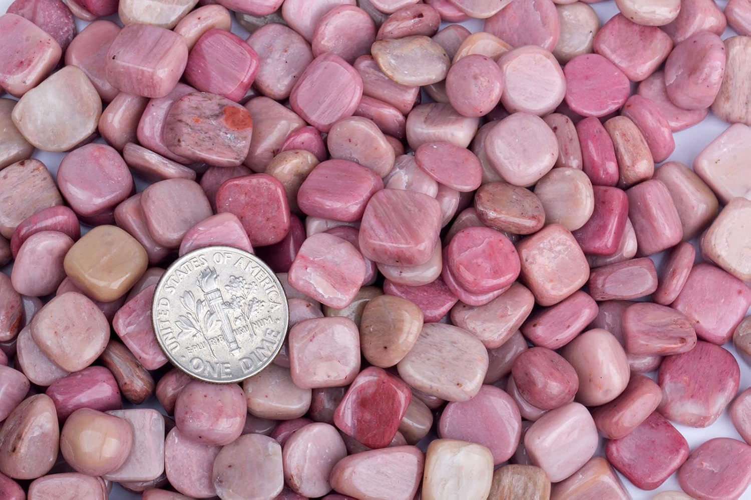 ZenQ 1 Lb Rhodonite Tumbled Stones for Epoxy Resin and Decor