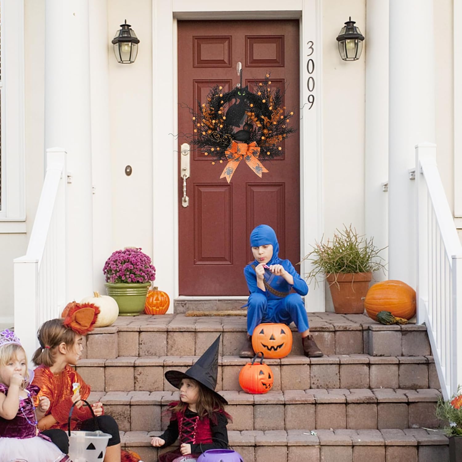 22 Inch Artificial Halloween Wreath for Front Door