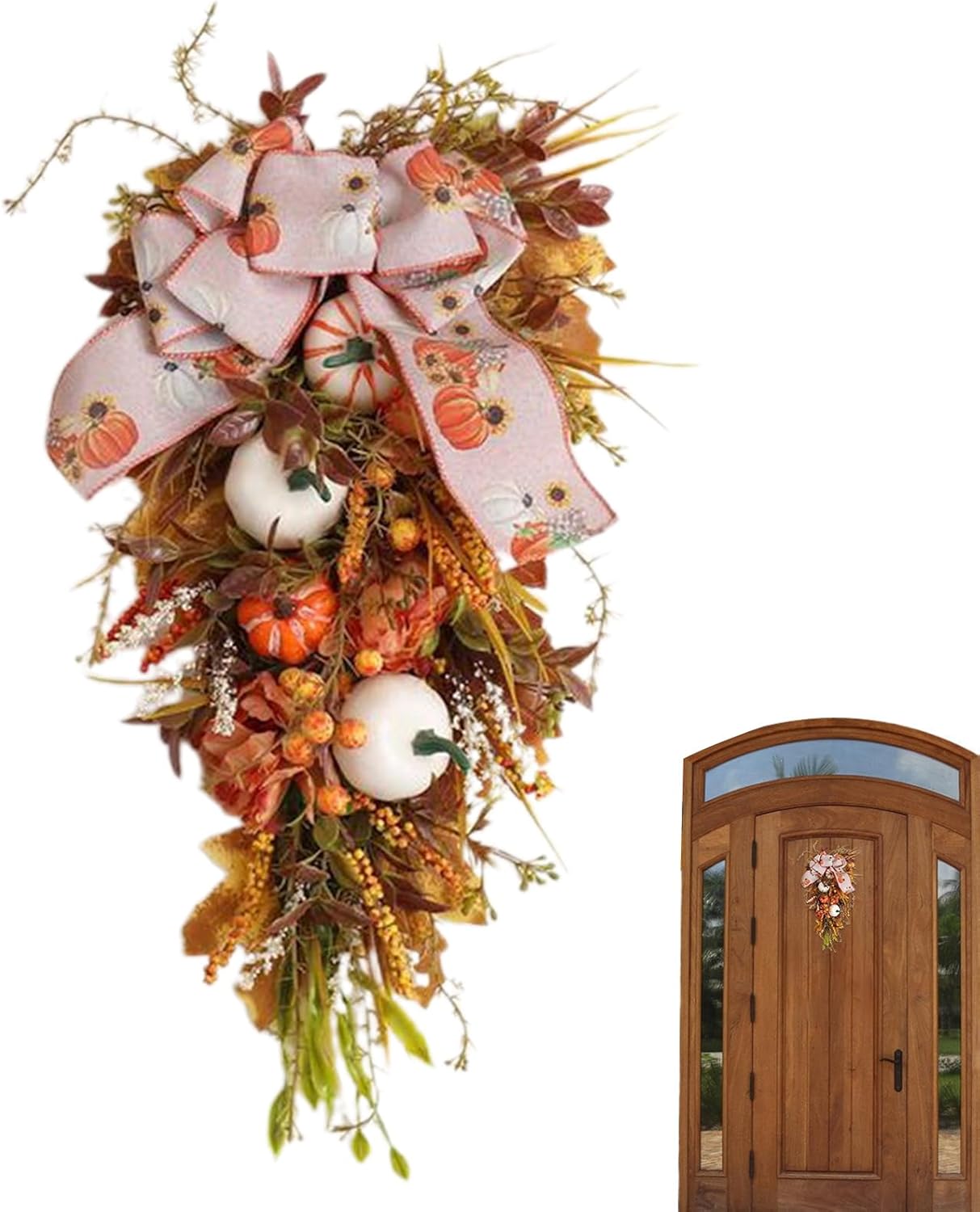 Fall Floral Teardrop Swag for Autumn Decor