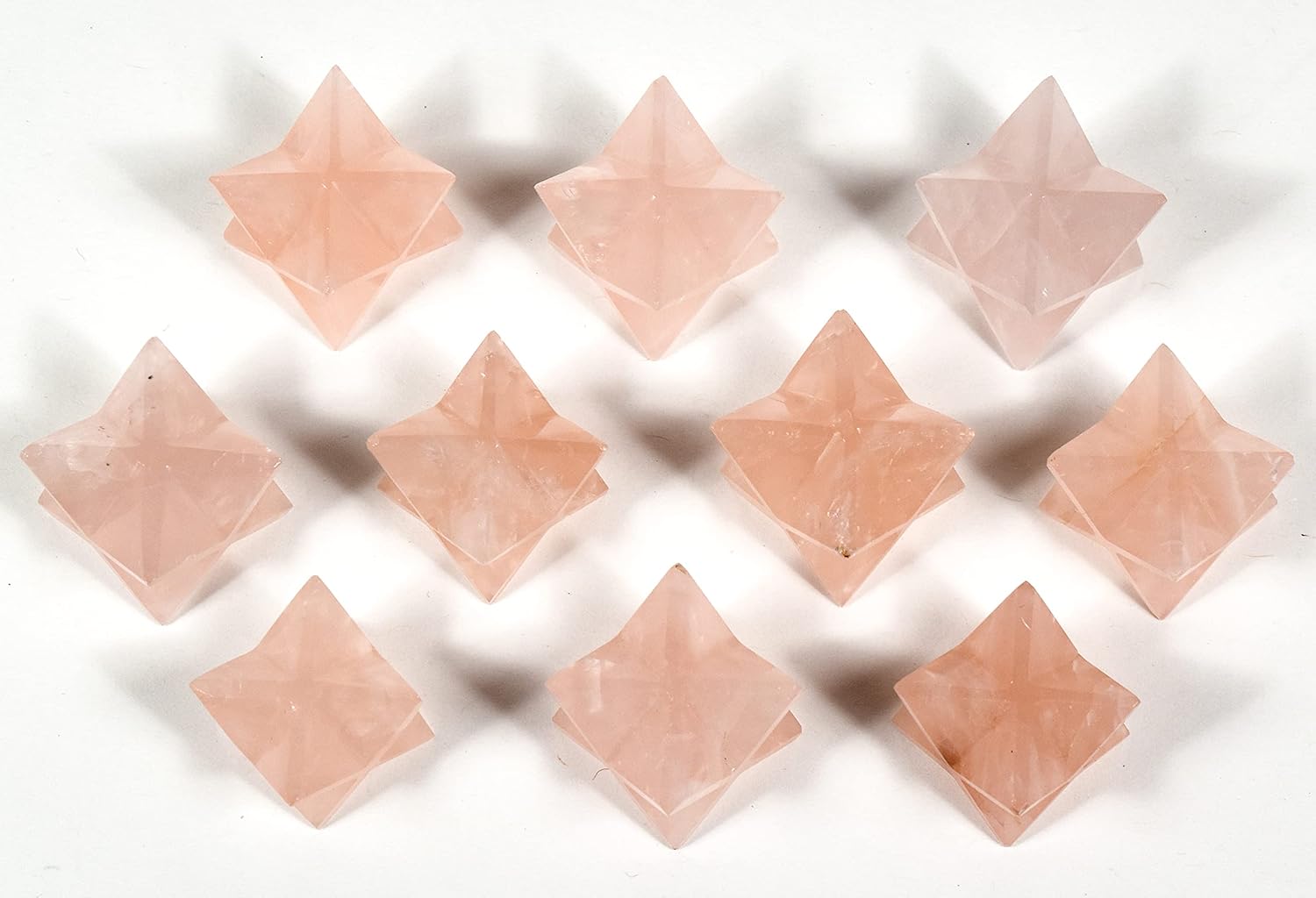 8 Point Merkaba Star Rose Pink Quartz Crystal Decor
