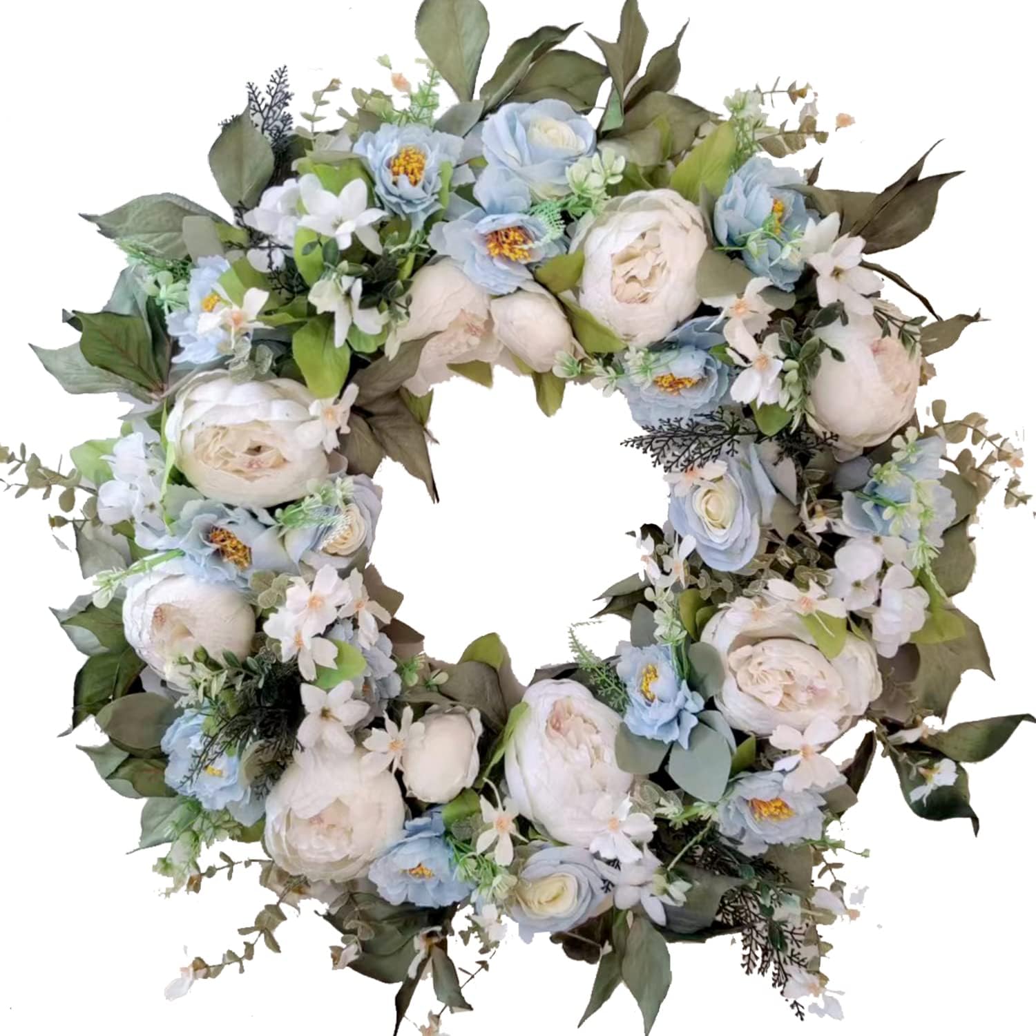 WANNA-CUL 24 Inch Spring Floral Wreath for Front Door