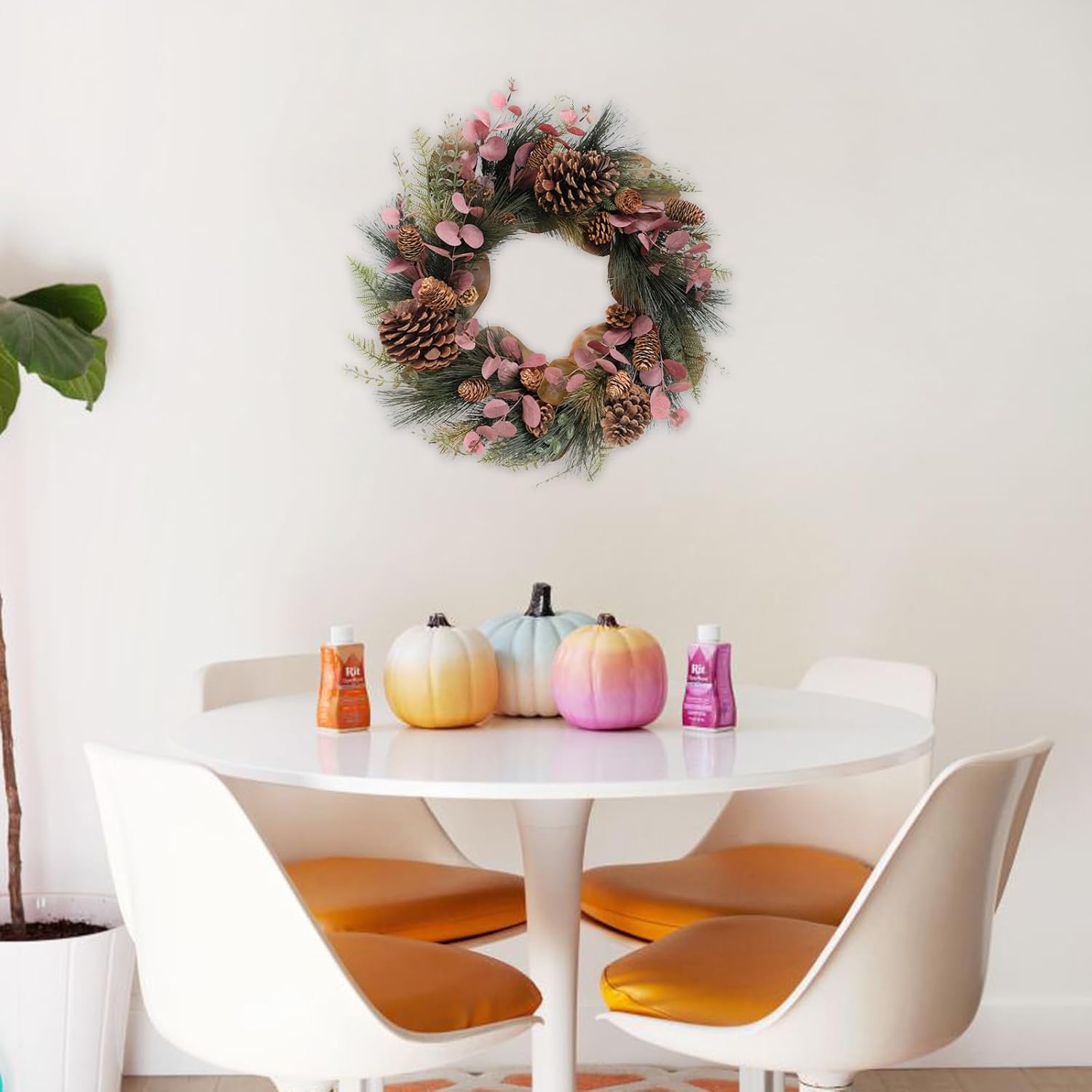 TEMPUS 20 Inch Christmas Wreath with Magnolia and Red Eucalyptus Leaves