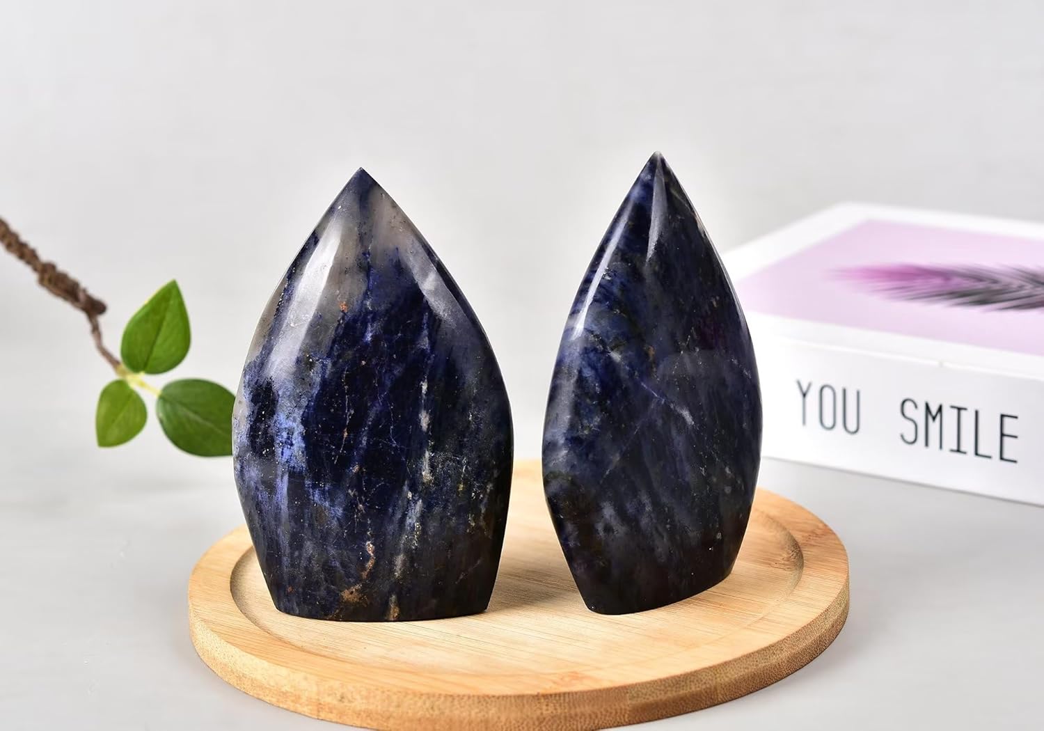 Blue-Veins Stone Healing Crystal Drop Shaped Quartz Wand Tower