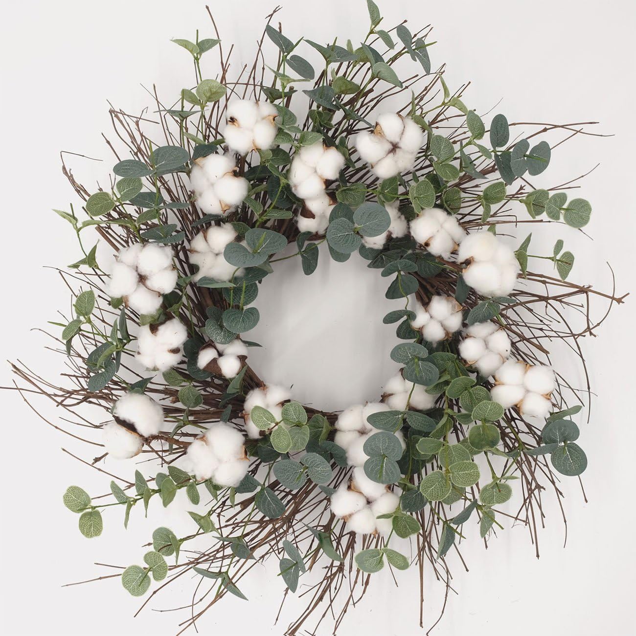 Idyllic Eucalyptus and Cotton Wreath for Front Door