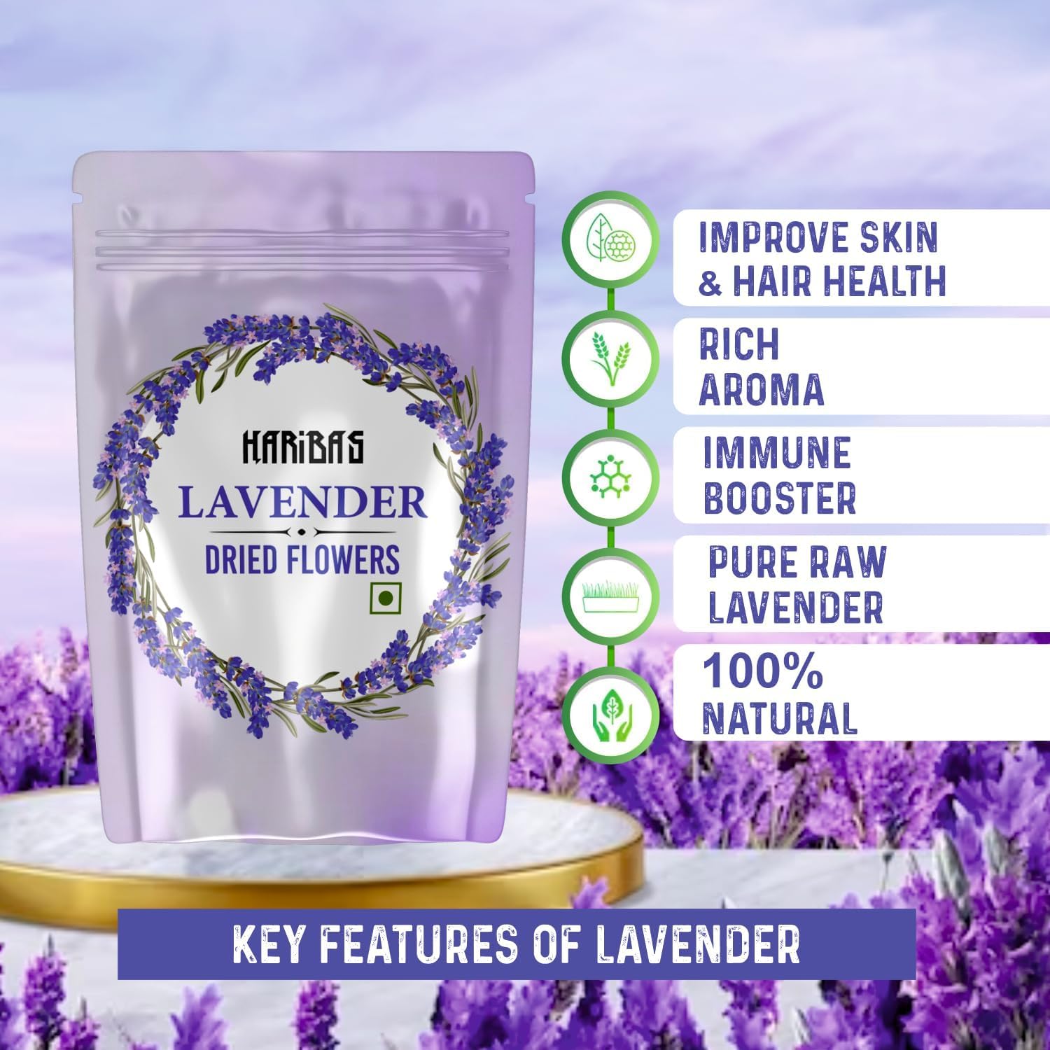 Organic Dried Lavender Flowers 20gm for Tea and Bath