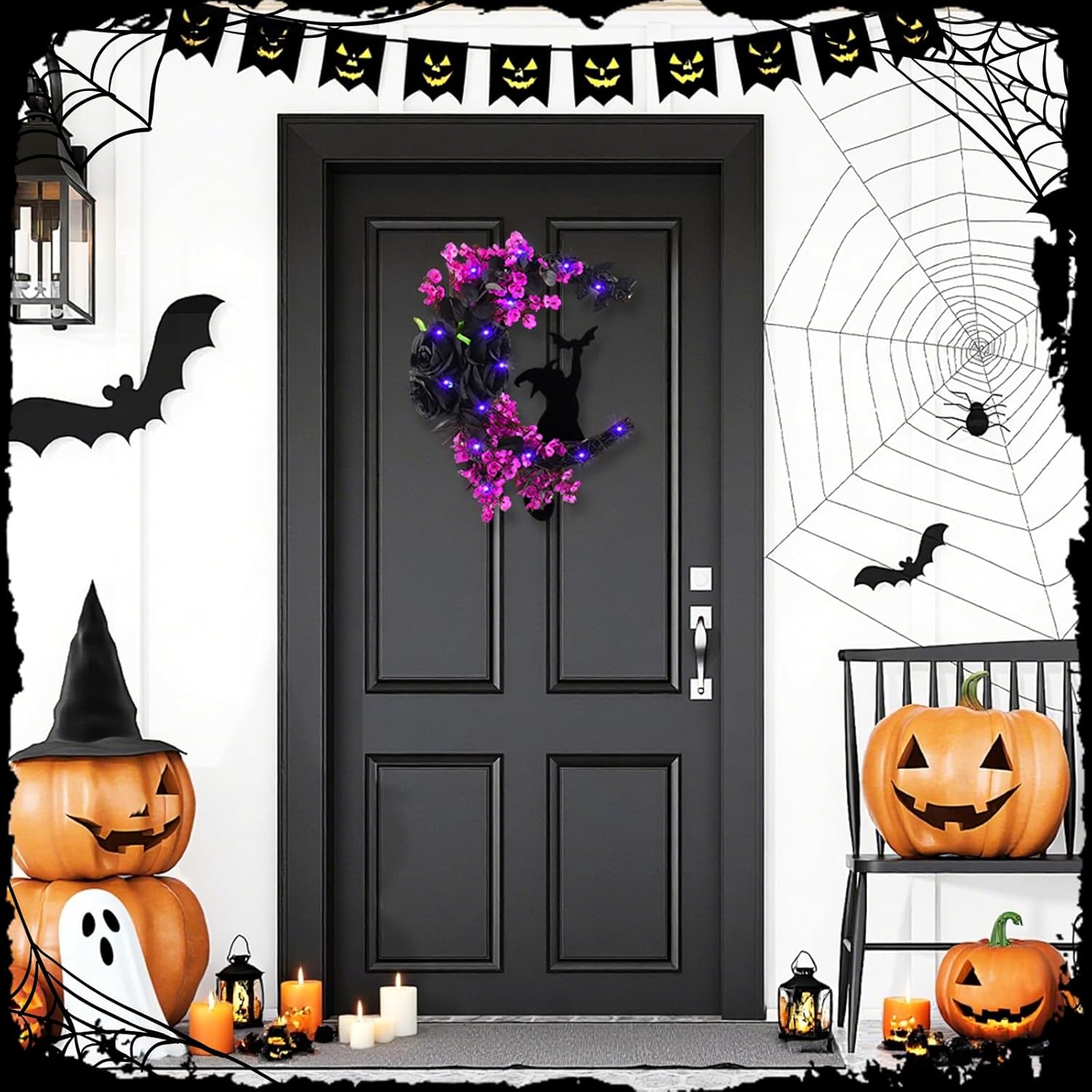 2025 Halloween Black Cat Door Wreath
