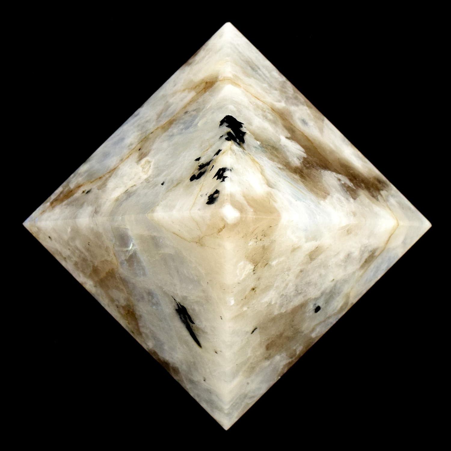 HC Set 79mm Rainbow Moonstone Pyramid with Clear Quartz Cabochon