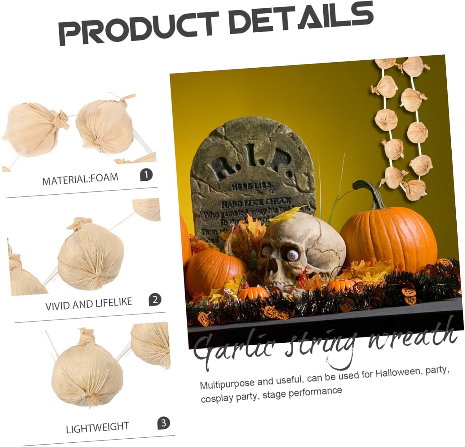 Realistic Garlic Garland Faux Garlic Wreath Decor