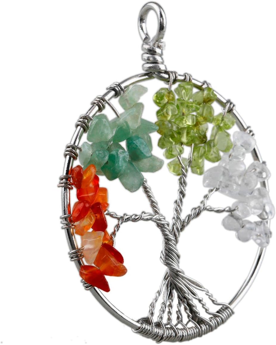 SUNYIK Tumbled Gemstone Pendant Necklace for Women Men 1