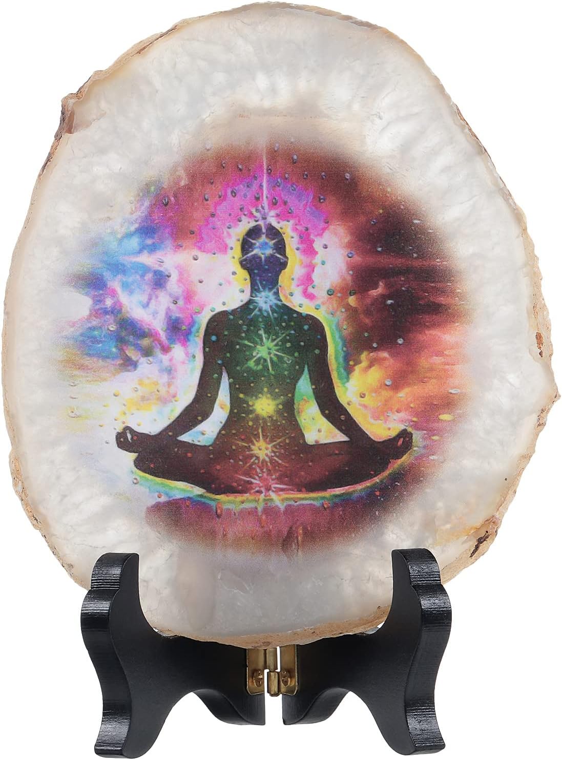 Tumbeelluwa 7 Chakra Agate Slice with Stand