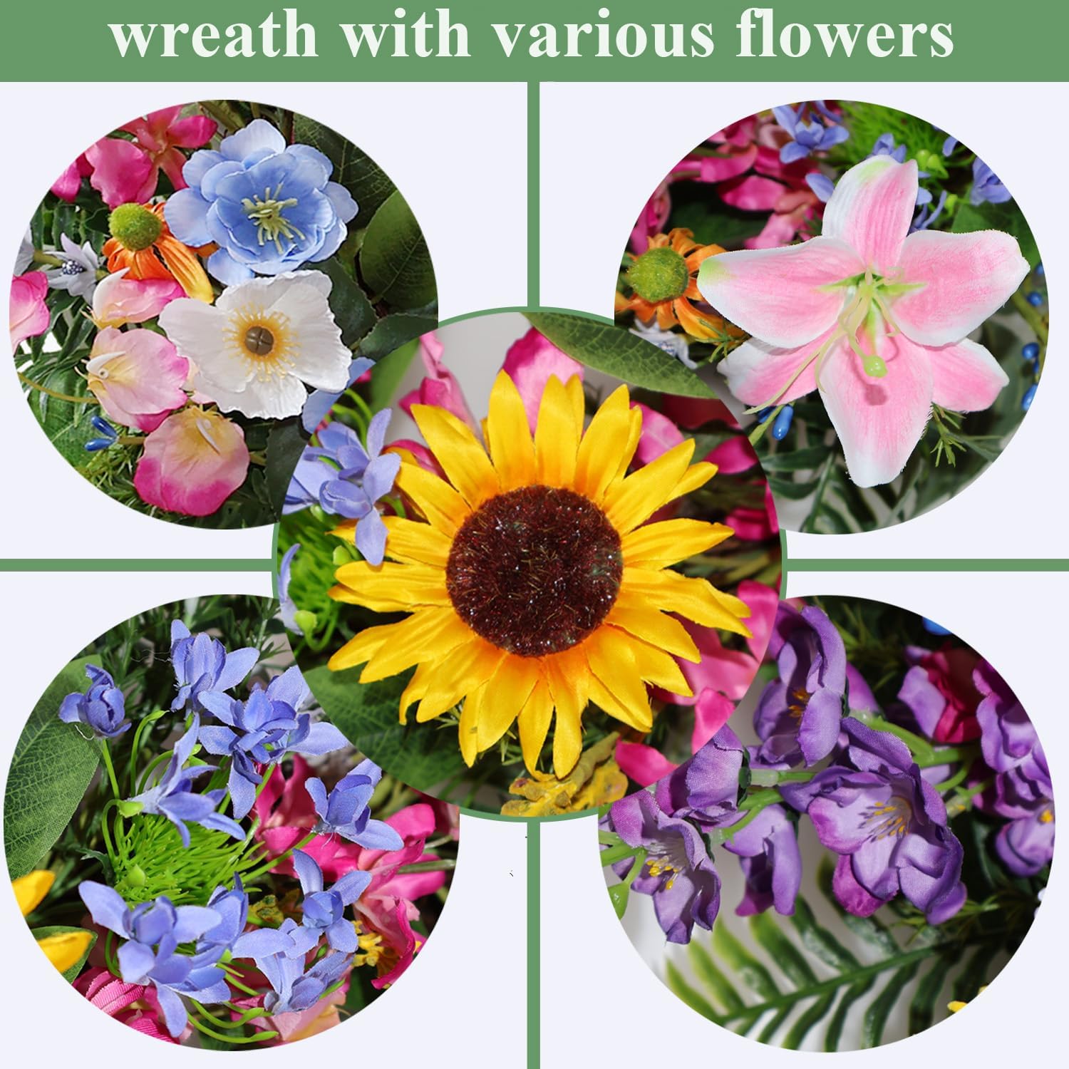 Elegant 24-26 Inch Floral Wreath for Front Door