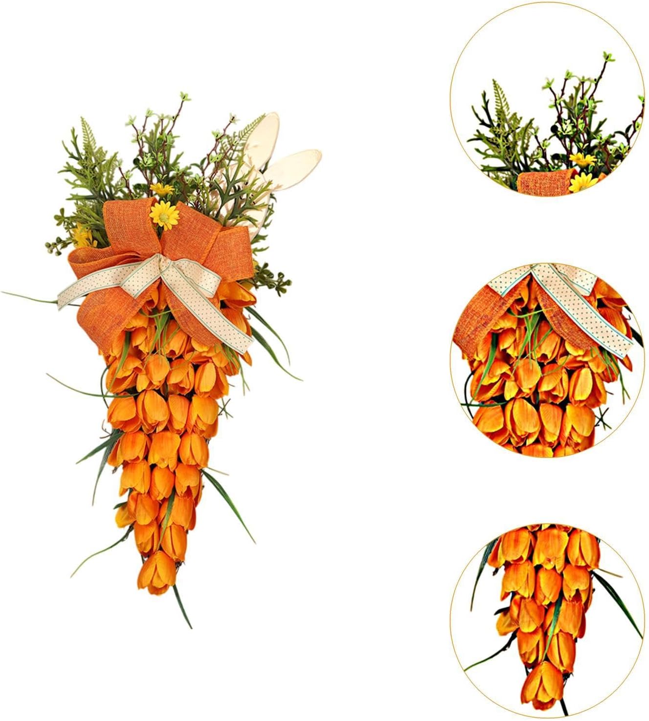 Tulip Carrot Easter Swag Wreath for Front Door and Office Decor