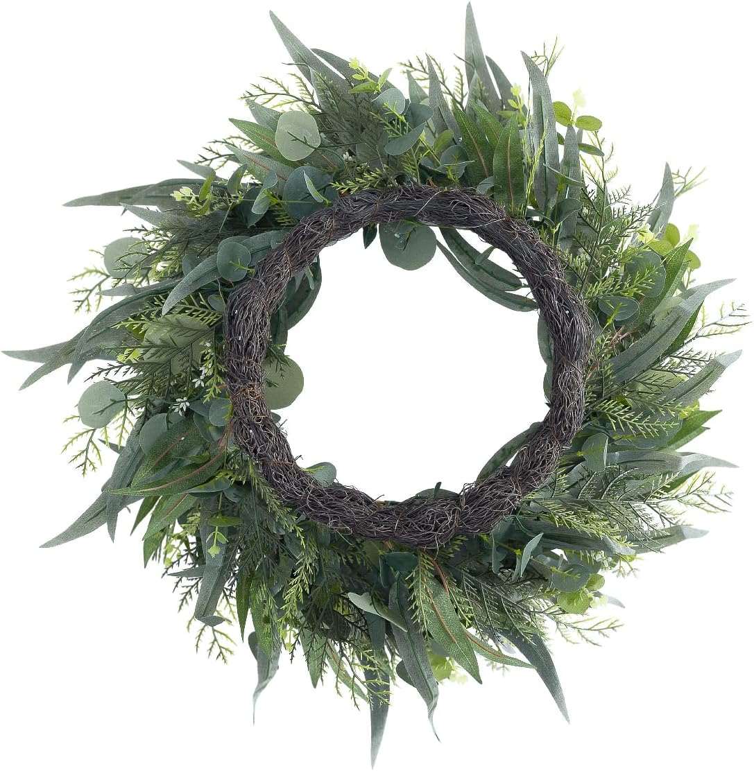 Seasons 22 Inch Artificial Eucalyptus Wreath for Front Door