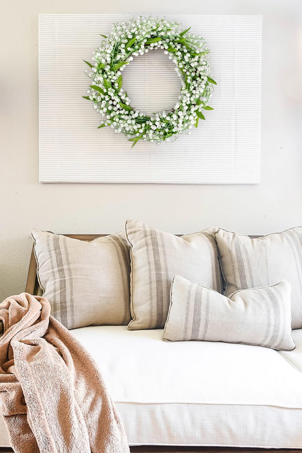 Briful Spring Wreath 16 Inch Artificial Lily of the Valley Decor