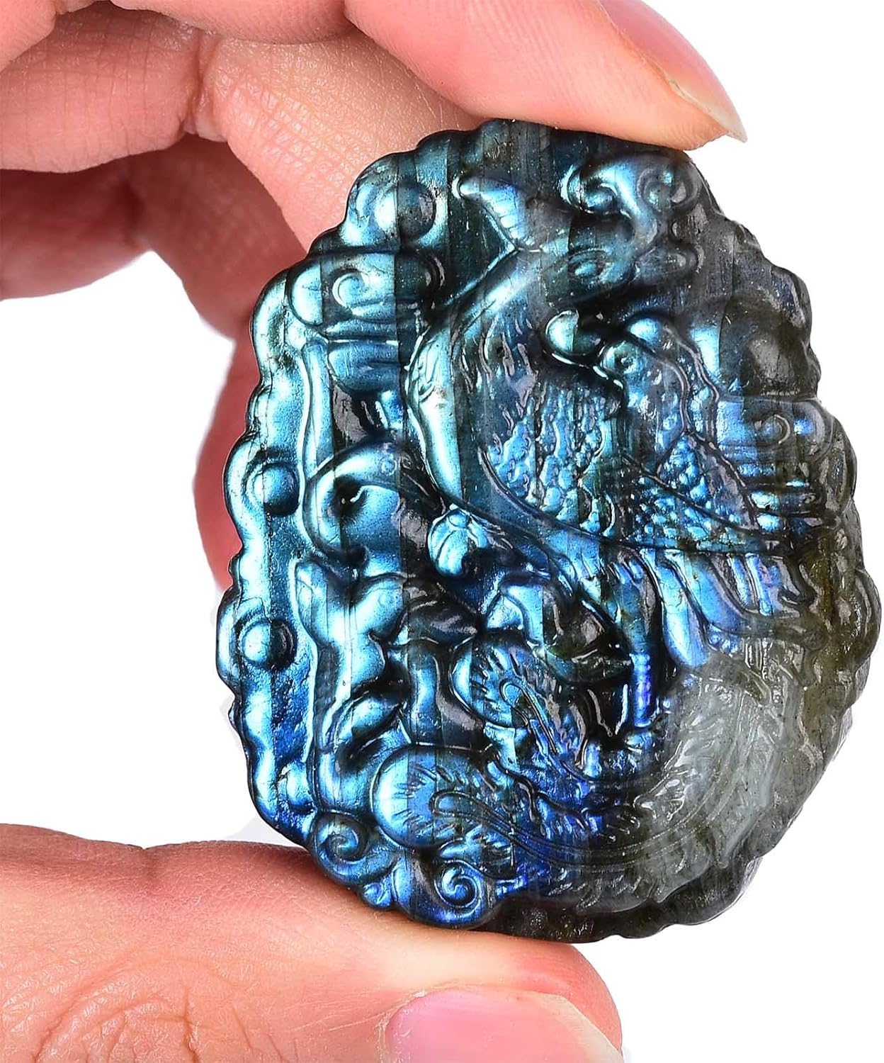 AMOYSTONE Labradorite Healing Palm Stone for Jewelry and Decoration