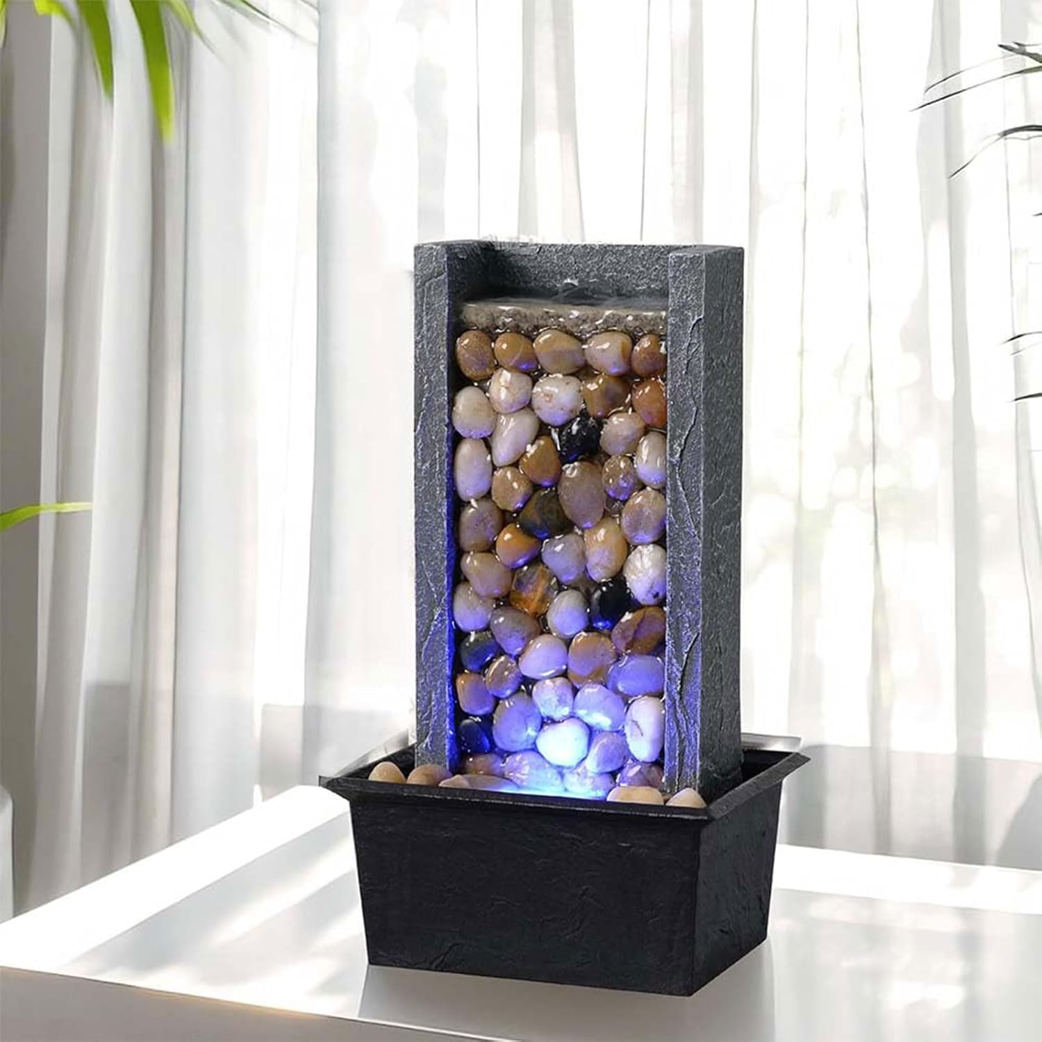 Kalona 106 Inch Indoor Waterfall Fountain with Colored LED Lights