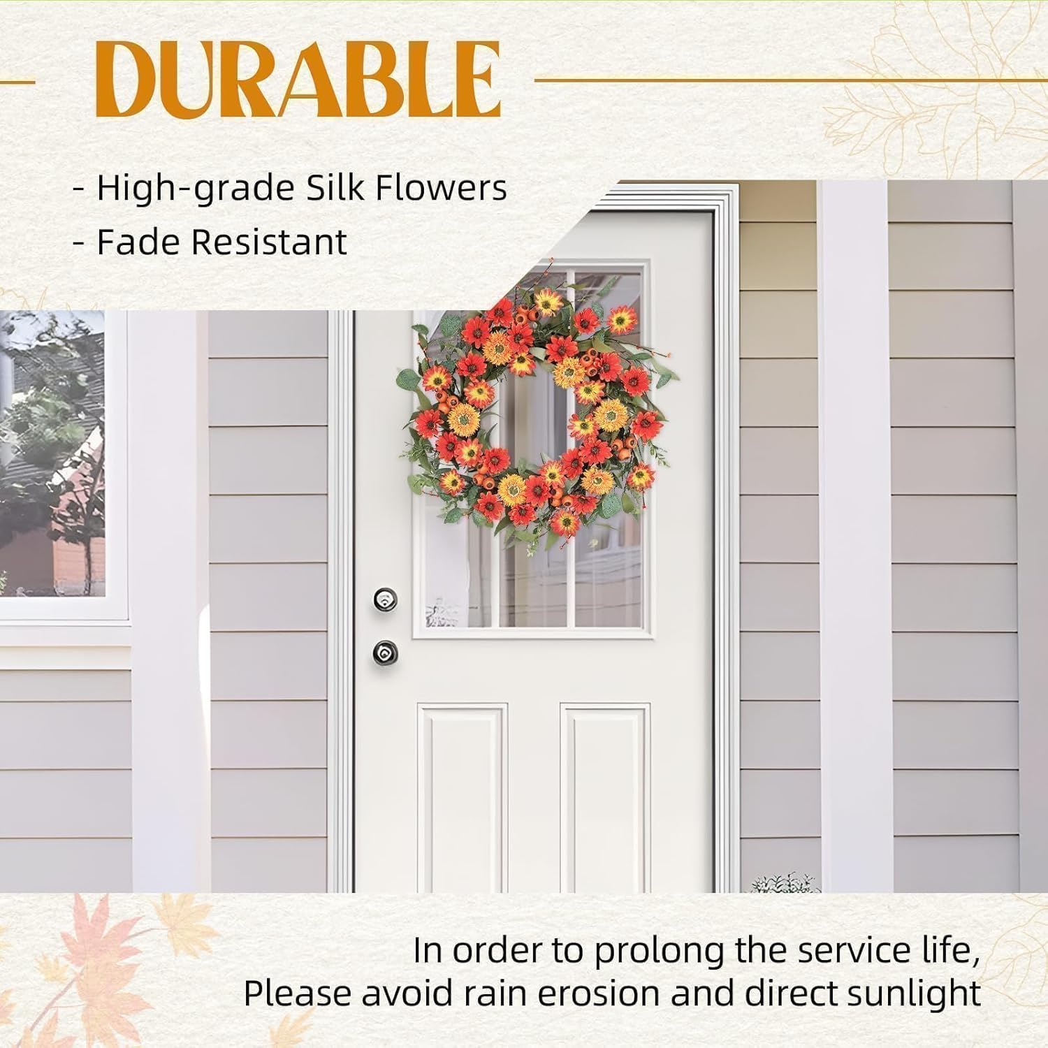 Hometrance 20 Inch Autumn Wreath for Front Door