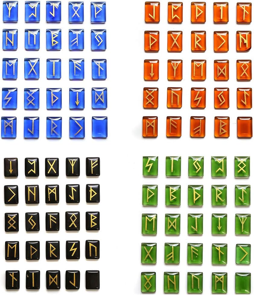 Lapis Lazuli Rune Stones Set with Ancient Lettering