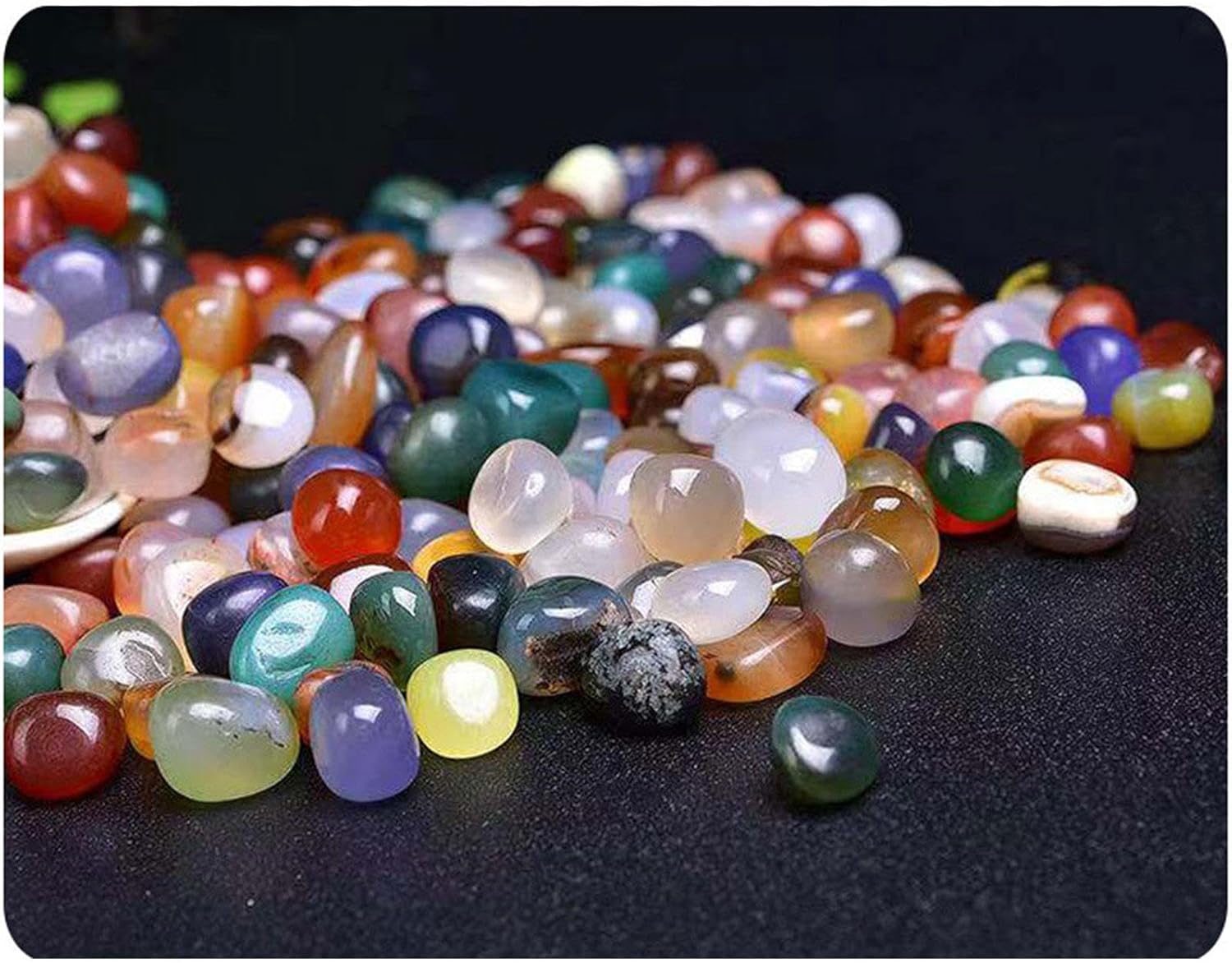 DECORN 1lb Bulk Natural Multicolor Agate Tumbled Stones for Decoration and Healing