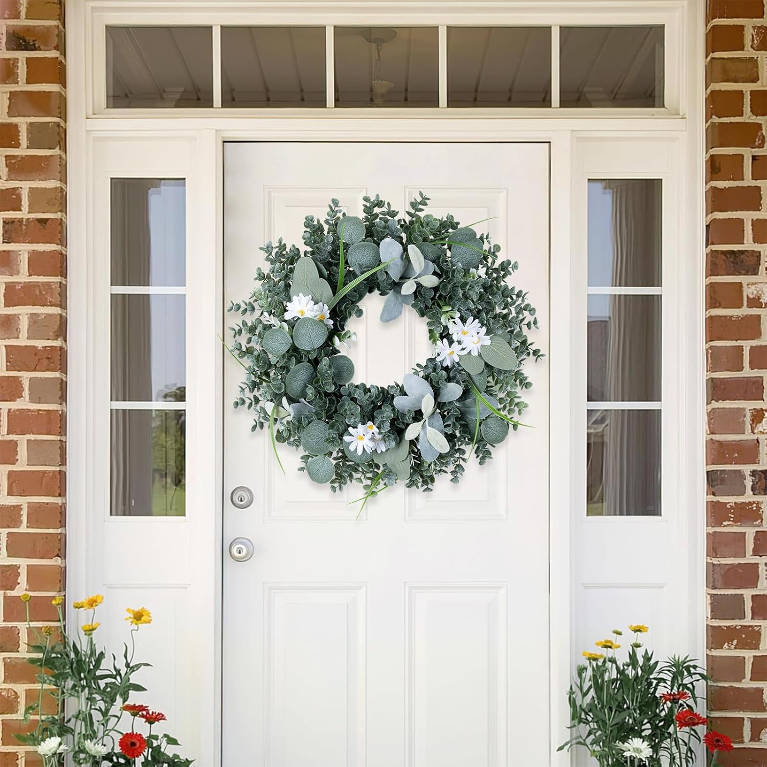 Gixie Home 20 Inch Artificial Eucalyptus Door Wreath