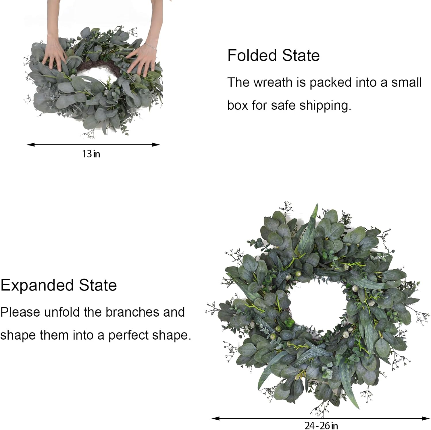 24-26 Inch Eucalyptus Wreath for Front Door