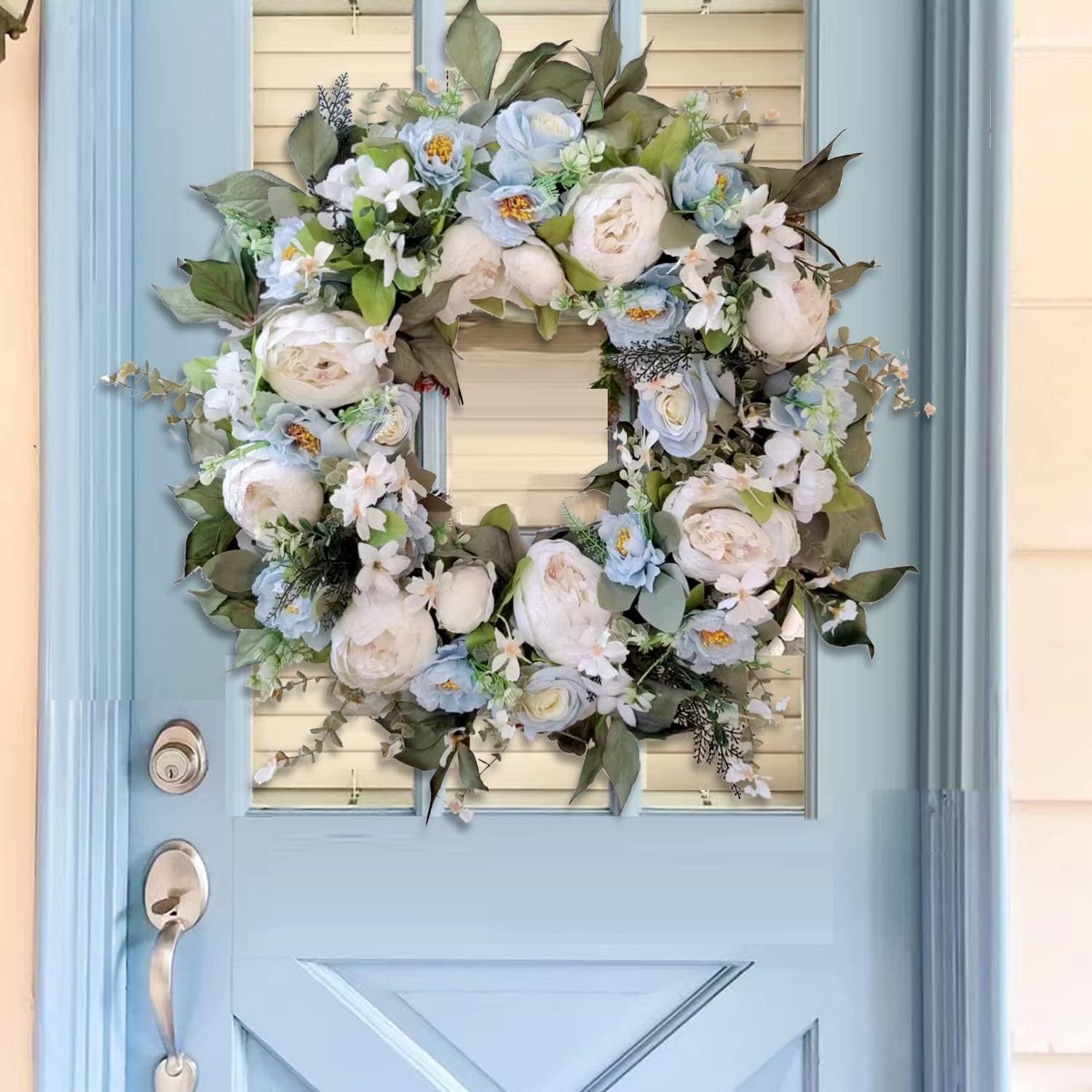WANNA-CUL 24 Inch Spring Floral Wreath for Front Door
