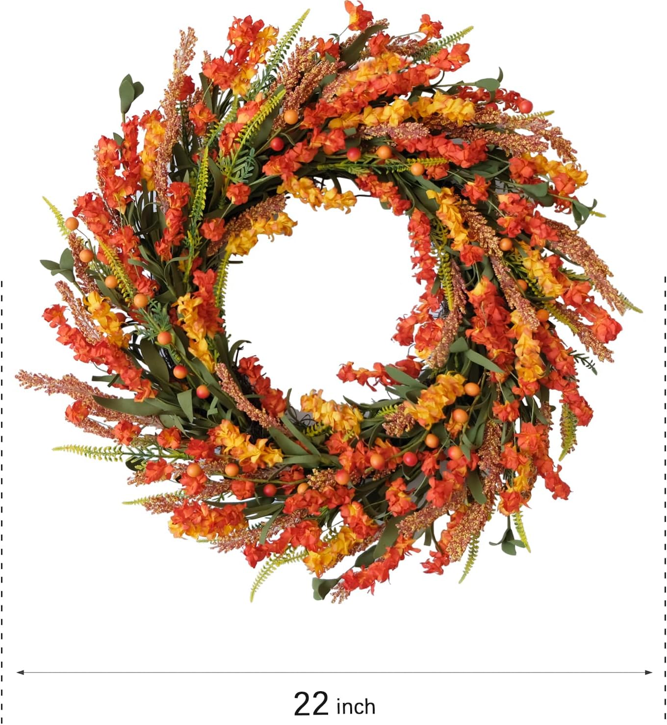 22 Inch Fall Flower Wreath for Front Door