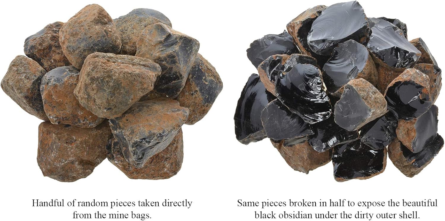 Fantasia Black Obsidian Rough Stones 25 lb Full Mine Bag