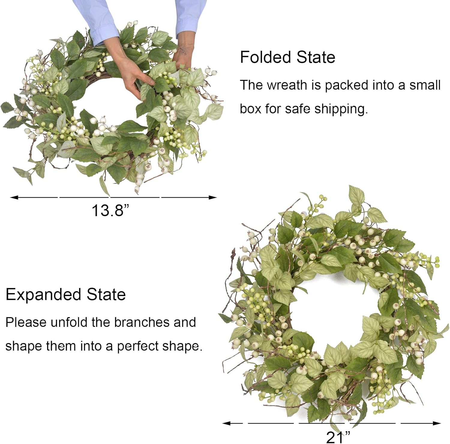 Spring Wreaths for Front Door 21 Inch Artificial Decor