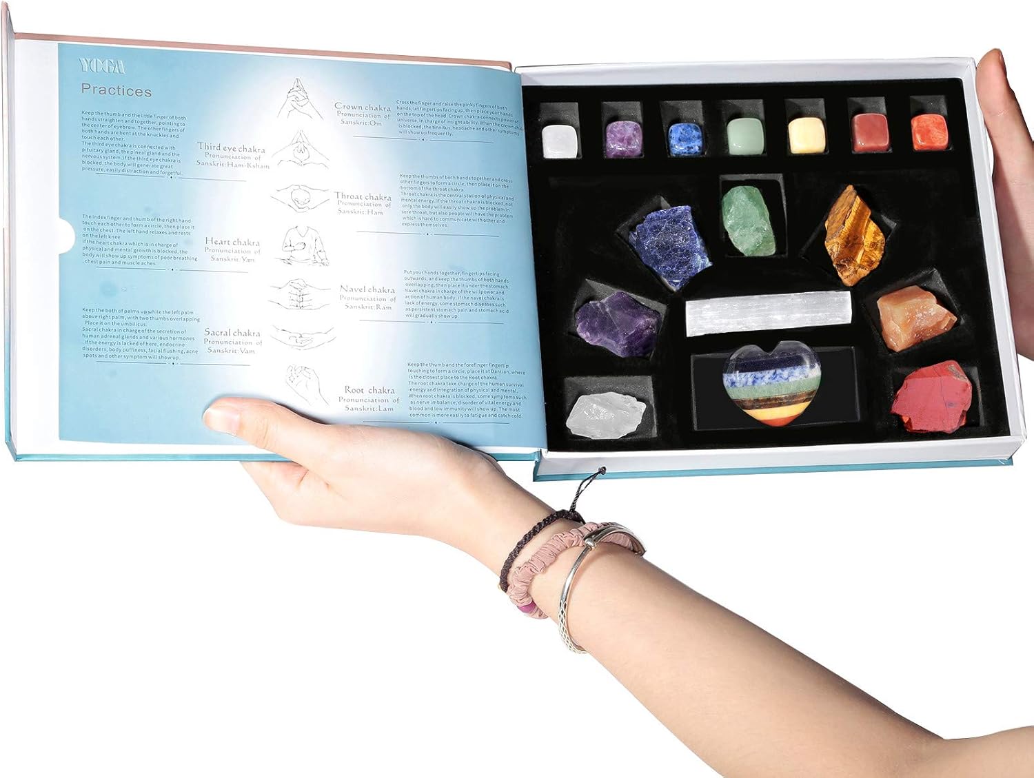 Rockcloud Chakra Therapy Starter Kit with 7 Stones and Worry Stone