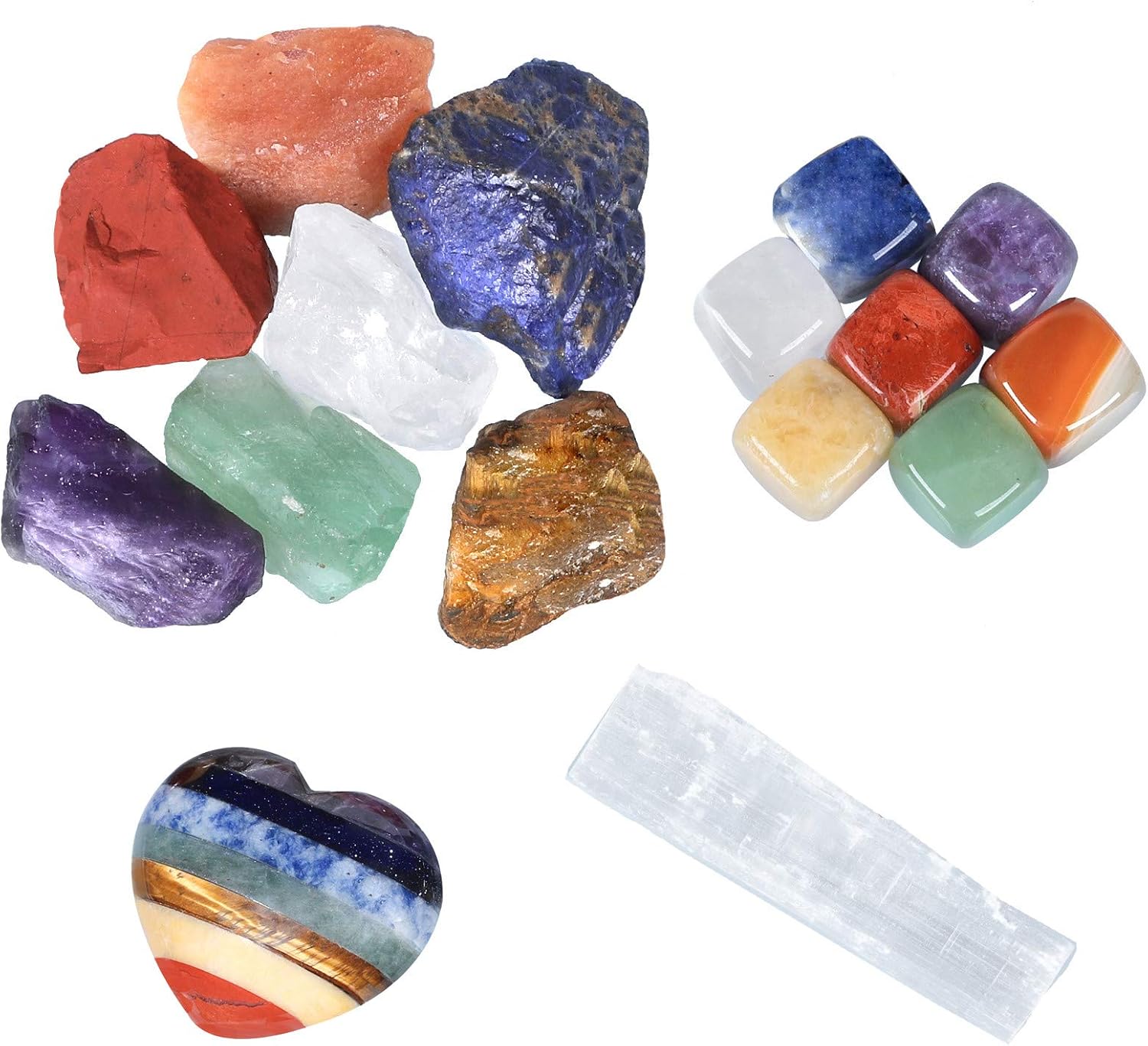 Rockcloud Chakra Therapy Starter Kit with 7 Stones and Worry Stone