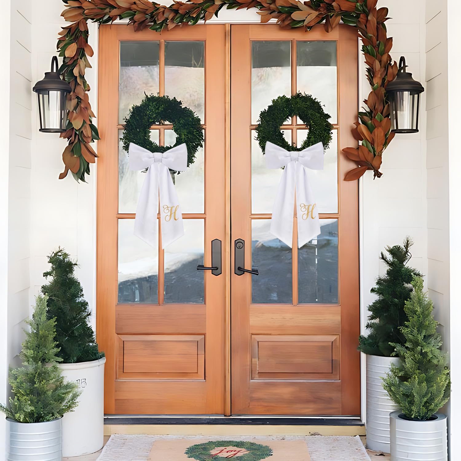 2 Pack Letter H Embroidery Wreath Sash for Front Door