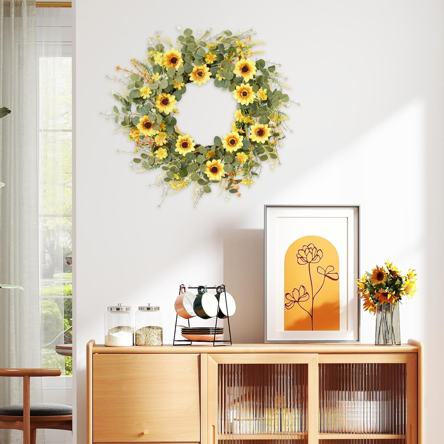 24 Yellow Sunflower Wreath with Headband and DIY Accessories