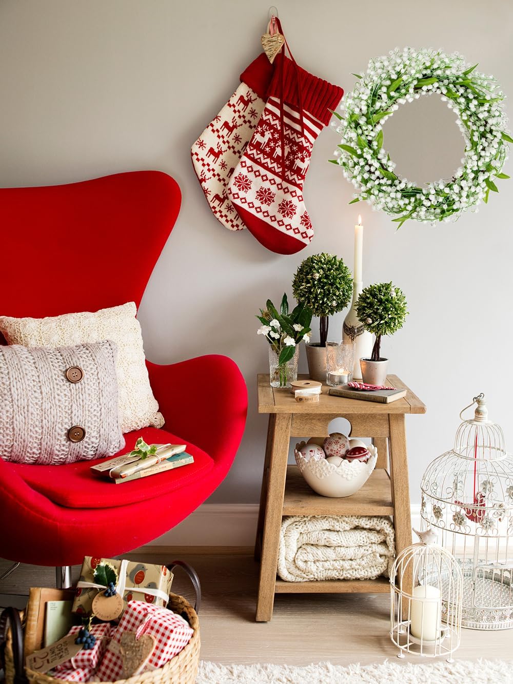 Briful Spring Wreath 16 Inch Artificial Lily of the Valley Decor