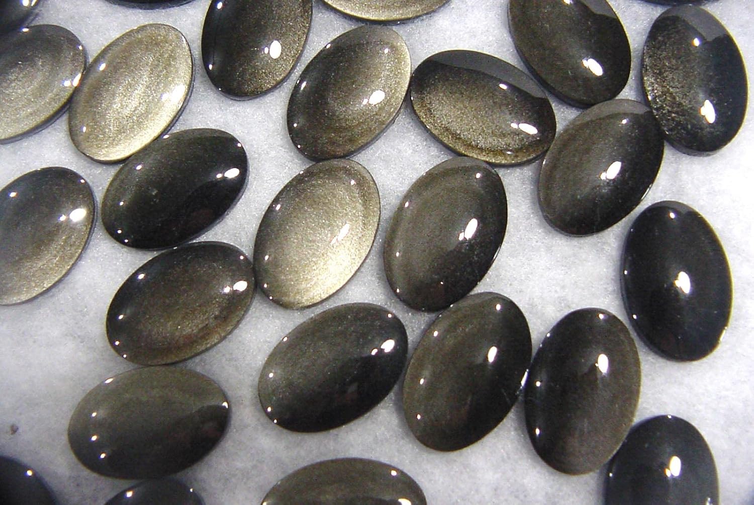 Mexican Gold Sheen Obsidian Oval Stones 30 Pieces